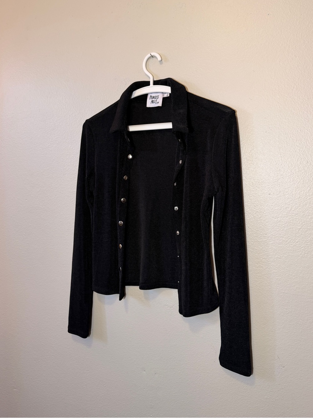 Princess Polly black sheer long sleeve top